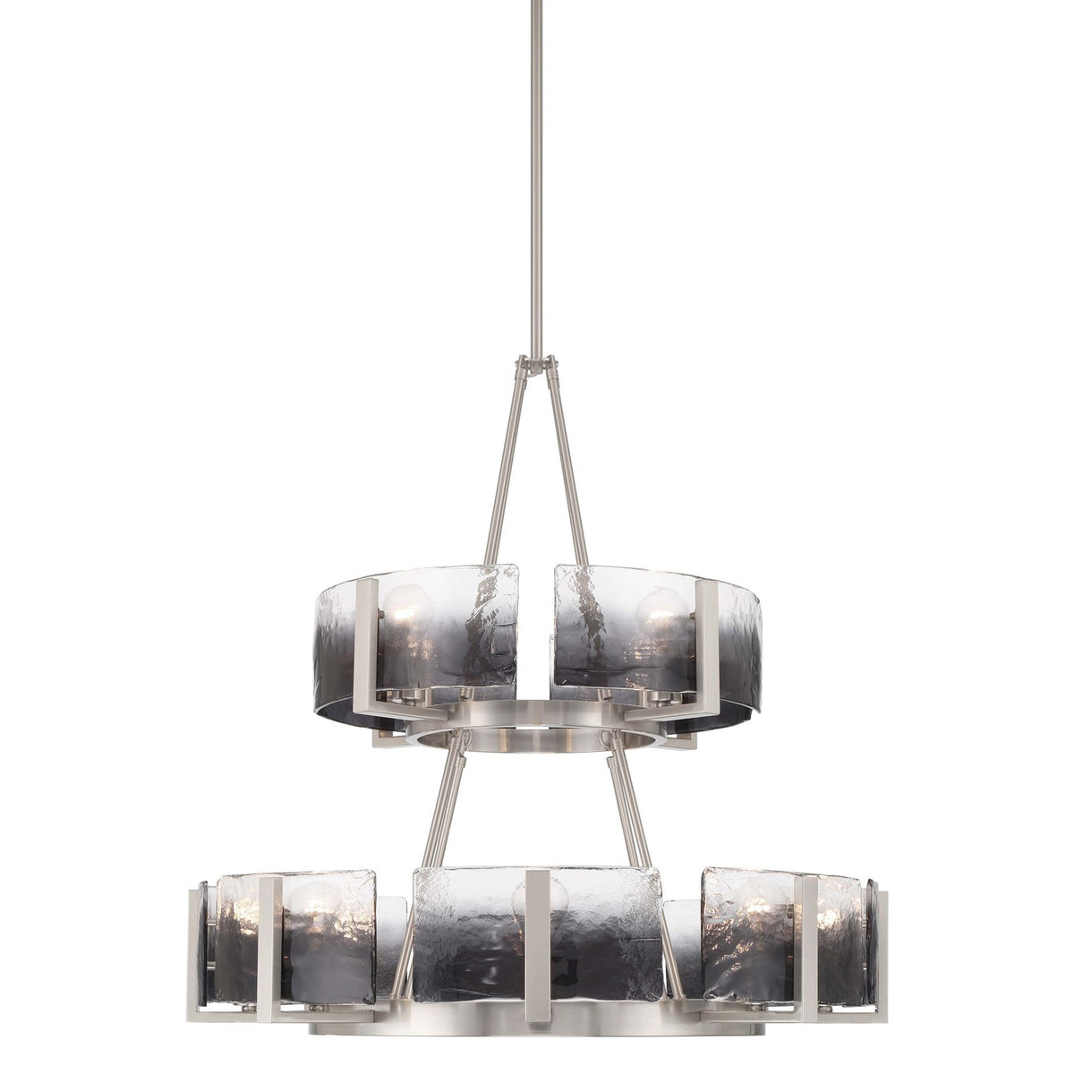 Golden Lighting Aenon 32in 12-Light Chandelier | Rustic Pewter and Smoky Water Glass | Dining Room & Foyer | 32 x 32 x 32 in | Model 3164-4-8 PW-SWG