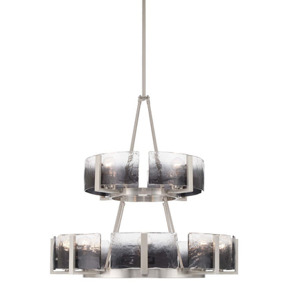 Golden Lighting Aenon 32in 12-Light Chandelier | Rustic Pewter and Smoky Water Glass | Dining Room & Foyer | 32 x 32 x 32 in | Model 3164-4-8 PW-SWG