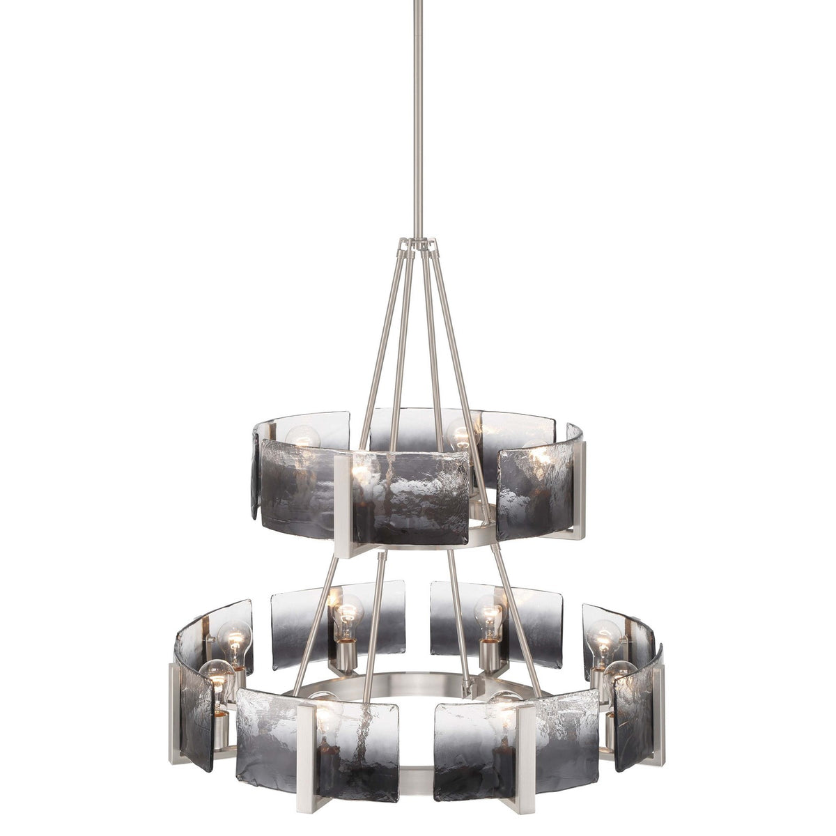 Golden Lighting Aenon 32in 12-Light Chandelier | Rustic Pewter and Smoky Water Glass | Dining Room & Foyer | 32 x 32 x 32 in | Model 3164-4-8 PW-SWG