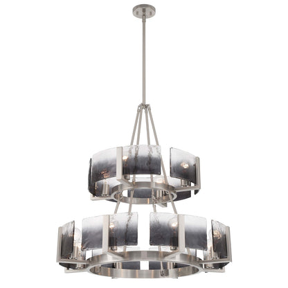 Golden Lighting Aenon 32in 12-Light Chandelier | Rustic Pewter and Smoky Water Glass | Dining Room & Foyer | 32 x 32 x 32 in | Model 3164-4-8 PW-SWG