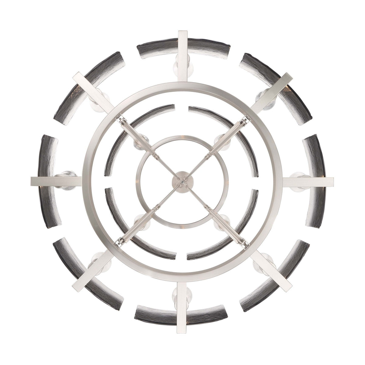 Golden Lighting Aenon 32in 12-Light Chandelier | Rustic Pewter and Smoky Water Glass | Dining Room & Foyer | 32 x 32 x 32 in | Model 3164-4-8 PW-SWG