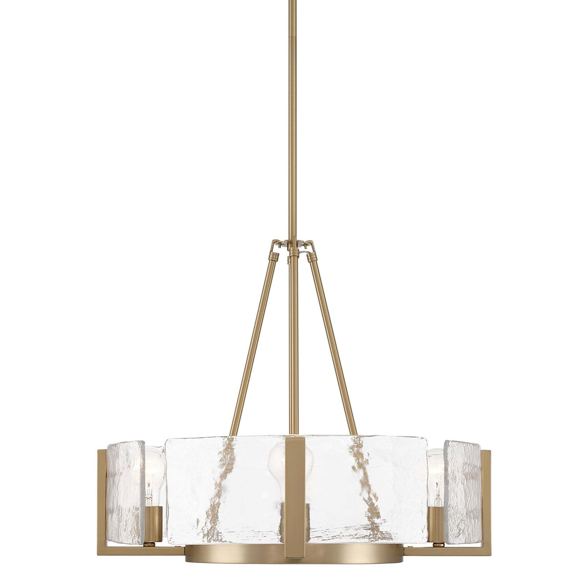 Golden Lighting Aenon 22in 4-Light Chandelier | Rustic Brushed Champagne Brass and Hammered Water Glass | Dining Room & Foyer | Model 3164-4 BCB-HWG