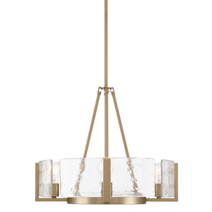 Golden Lighting Aenon 22in 4-Light Chandelier | Rustic Brushed Champagne Brass and Hammered Water Glass | Dining Room & Foyer | Model 3164-4 BCB-HWG