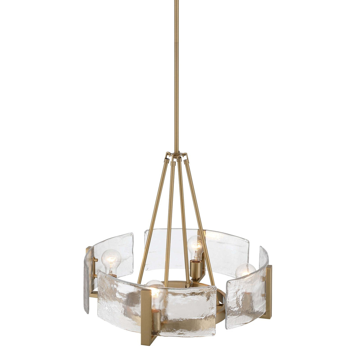 Golden Lighting Aenon 22in 4-Light Chandelier | Rustic Brushed Champagne Brass and Hammered Water Glass | Dining Room & Foyer | Model 3164-4 BCB-HWG