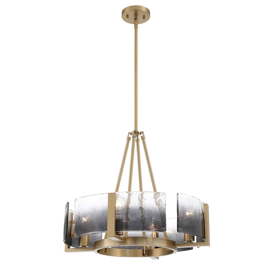 Golden Lighting Aenon 22in 4-Light Chandelier | Rustic Brushed Champagne Brass and Smoky Water Glass | Dining Room & Foyer | Model 3164-4 BCB-SWG