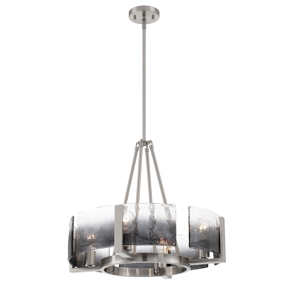Golden Lighting Aenon 22in 4-Light Chandelier | Rustic Pewter and Smoky Water Glass | Dining Room & Foyer | 22 x 22 x 18.5 in | Model 3164-4 PW-SWG