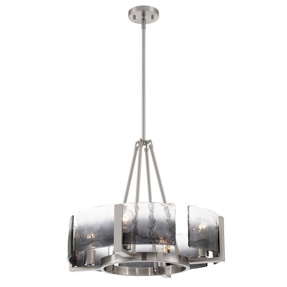 Golden Lighting Aenon 22in 4-Light Chandelier | Rustic Pewter and Smoky Water Glass | Dining Room & Foyer | 22 x 22 x 18.5 in | Model 3164-4 PW-SWG