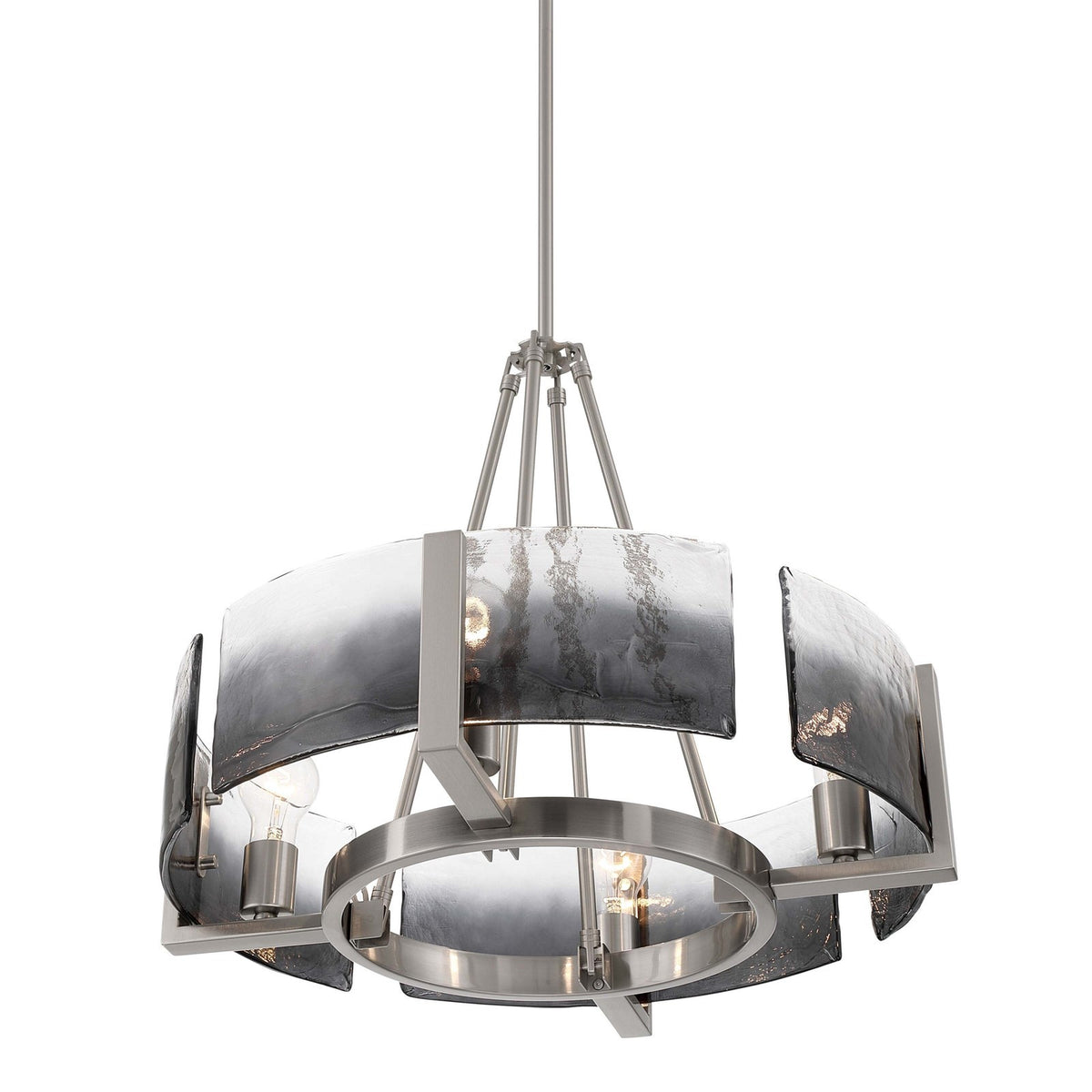 Golden Lighting Aenon 22in 4-Light Chandelier | Rustic Pewter and Smoky Water Glass | Dining Room & Foyer | 22 x 22 x 18.5 in | Model 3164-4 PW-SWG