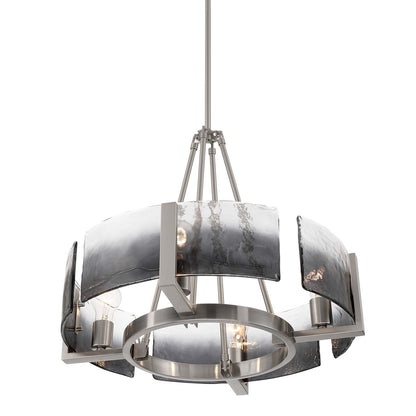 Golden Lighting Aenon 22in 4-Light Chandelier | Rustic Pewter and Smoky Water Glass | Dining Room & Foyer | 22 x 22 x 18.5 in | Model 3164-4 PW-SWG