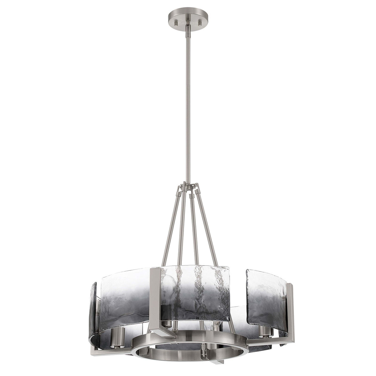 Golden Lighting Aenon 22in 4-Light Chandelier | Rustic Pewter and Smoky Water Glass | Dining Room & Foyer | 22 x 22 x 18.5 in | Model 3164-4 PW-SWG