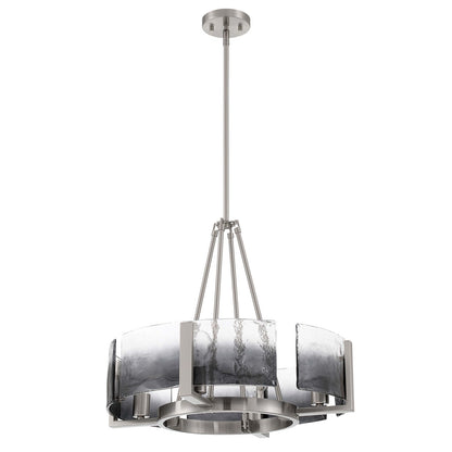 Golden Lighting Aenon 22in 4-Light Chandelier | Rustic Pewter and Smoky Water Glass | Dining Room & Foyer | 22 x 22 x 18.5 in | Model 3164-4 PW-SWG