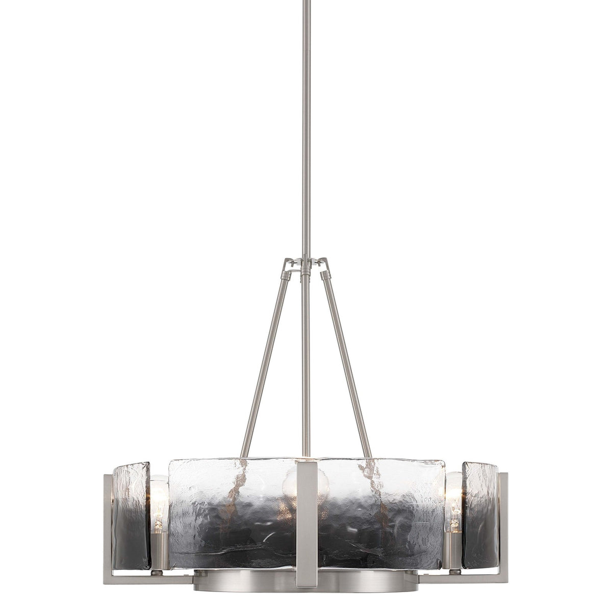 Golden Lighting Aenon 22in 4-Light Chandelier | Rustic Pewter and Smoky Water Glass | Dining Room & Foyer | 22 x 22 x 18.5 in | Model 3164-4 PW-SWG