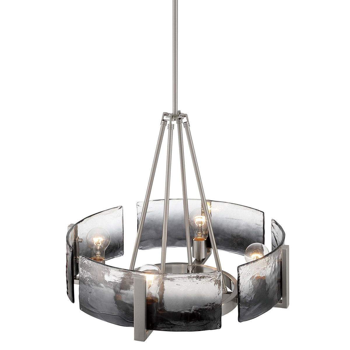 Golden Lighting Aenon 22in 4-Light Chandelier | Rustic Pewter and Smoky Water Glass | Dining Room & Foyer | 22 x 22 x 18.5 in | Model 3164-4 PW-SWG