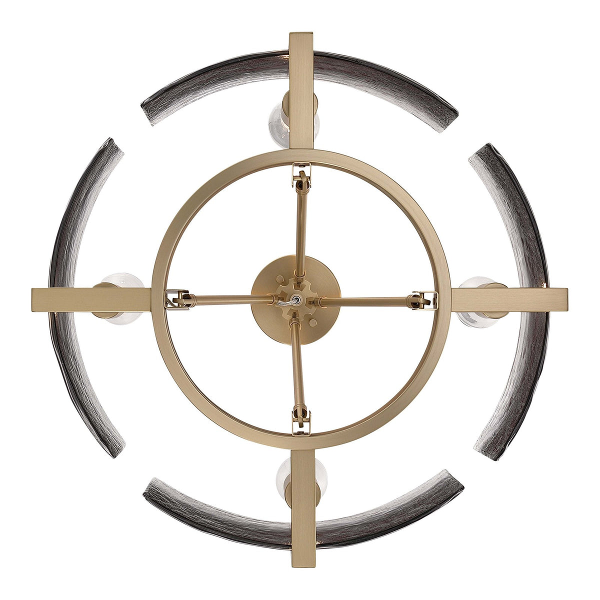 Golden Lighting Aenon 22in 4-Light Semi-Flush Mount | Rustic Brushed Champagne Brass and Smoky Water Glass | Entryway | Model 3164-4SF BCB-SWG