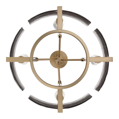Golden Lighting Aenon 22in 4-Light Semi-Flush Mount | Rustic Brushed Champagne Brass and Smoky Water Glass | Entryway | Model 3164-4SF BCB-SWG