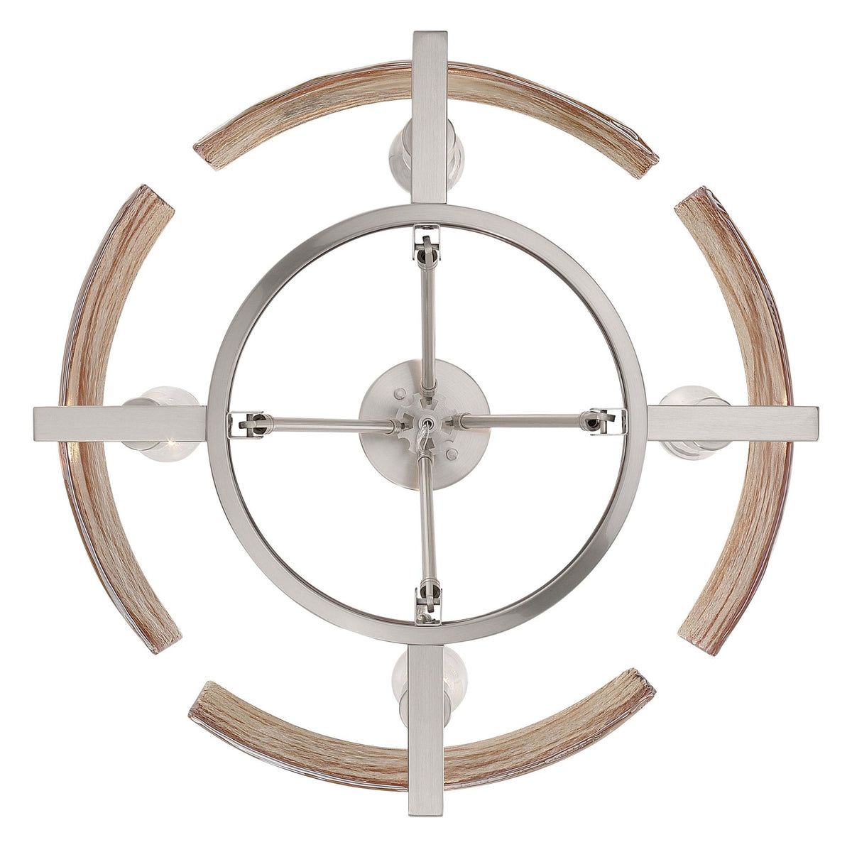 Golden Lighting Aenon 22in 4-Light Semi-Flush Mount | Rustic Pewter and Amber Water Glass | Entryway & Kitchen | Model 3164-4SF PW-AWG