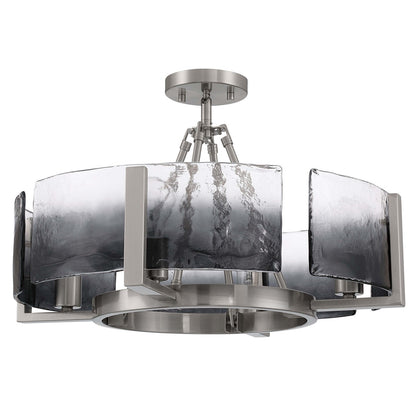 Golden Lighting Aenon 22in 4-Light Semi-Flush Mount | Rustic Pewter and Smoky Water Glass | Dining Room & Foyer | Model 3164-4SF PW-SWG