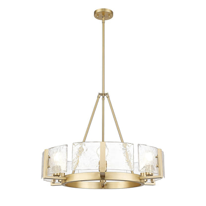 Golden Lighting Aenon 28in 6-Light Chandelier | Rustic Brushed Champagne Brass and Hammered Water Glass | Dining Room & Foyer | Model 3164-6 BCB-HWG