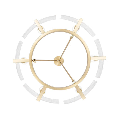 Golden Lighting Aenon 28in 6-Light Chandelier | Rustic Brushed Champagne Brass and Hammered Water Glass | Dining Room & Foyer | Model 3164-6 BCB-HWG