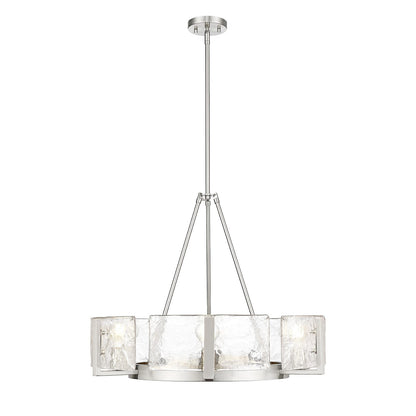 Golden Lighting Aenon 28in 6-Light Chandelier | Rustic Pewter and Clear Hammered Water Glass | Dining Room & Foyer | Model 3164-6 PW-HWG
