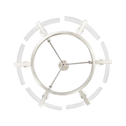 Golden Lighting Aenon 28in 6-Light Chandelier | Rustic Pewter and Clear Hammered Water Glass | Dining Room & Foyer | Model 3164-6 PW-HWG