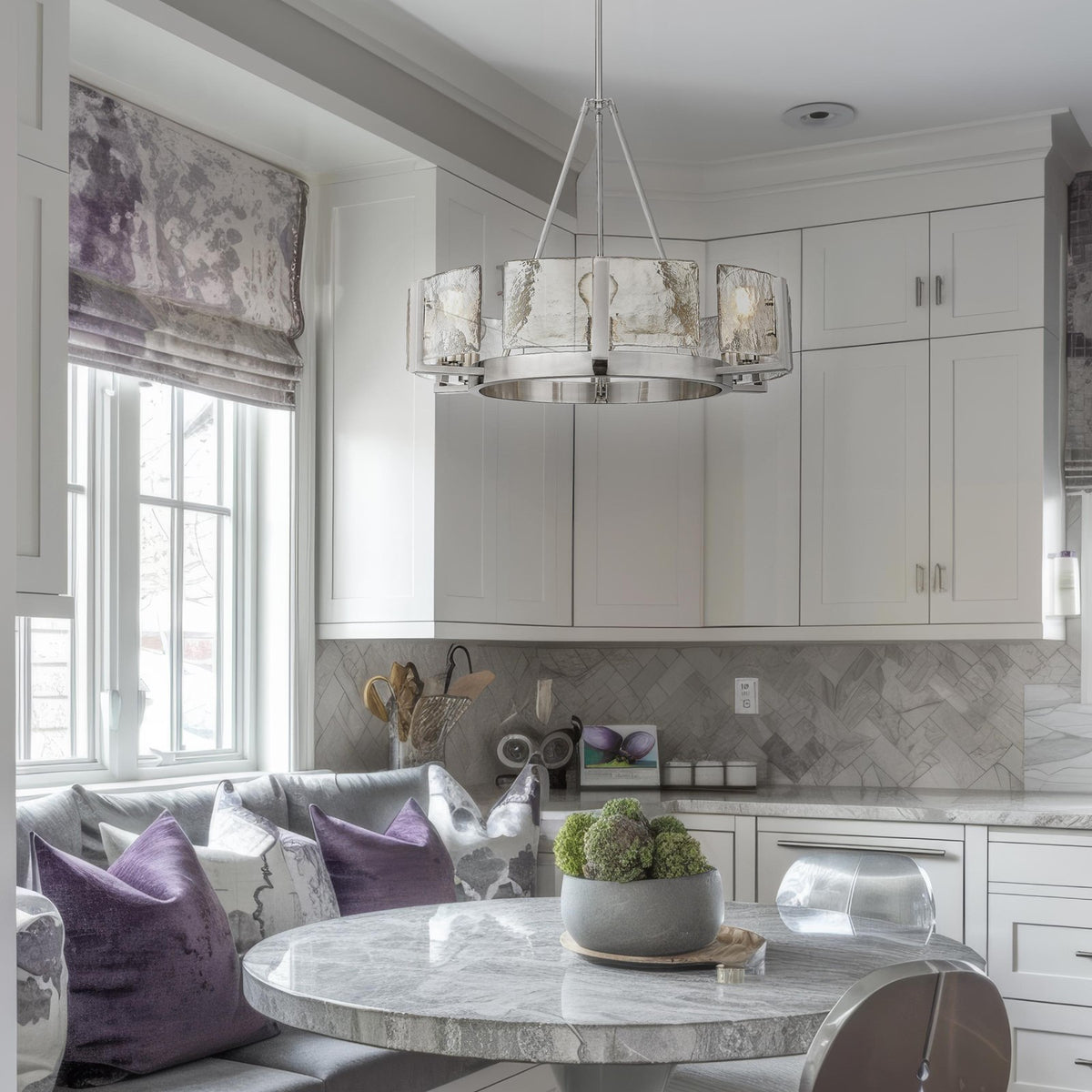 Golden Lighting Aenon 28in 6-Light Chandelier | Rustic Pewter and Clear Hammered Water Glass | Dining Room & Foyer | Model 3164-6 PW-HWG