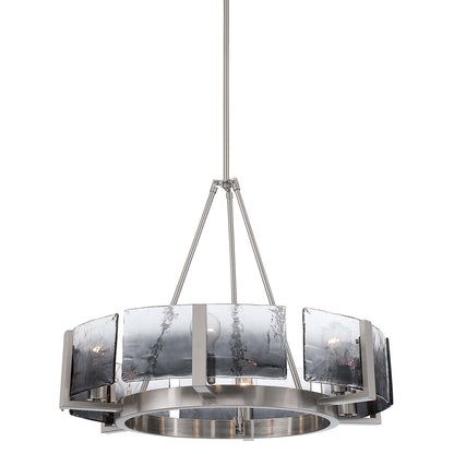 Golden Lighting Aenon 27.75in 6-Light Chandelier | Rustic Pewter and Smoky Water Glass | Dining Room & Foyer | Model 3164-6 PW-SWG