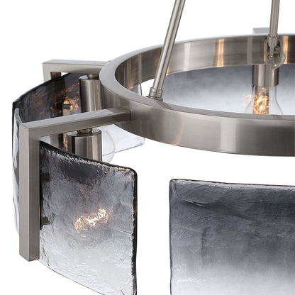 Golden Lighting Aenon 27.75in 6-Light Chandelier | Rustic Pewter and Smoky Water Glass | Dining Room & Foyer | Model 3164-6 PW-SWG