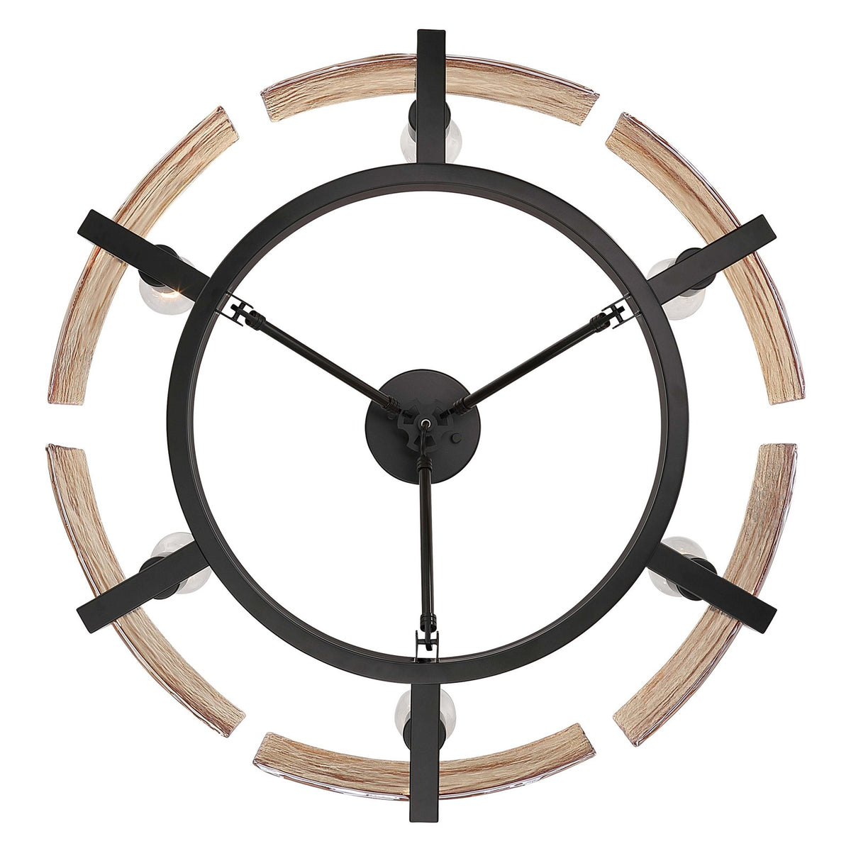 Golden Lighting Aenon 27.75in 6-Light Semi-Flush Mount | Rustic Matte Black and Amber Water Glass | Entryway & Dining Room | Model 3164-6SF BLK-AWG