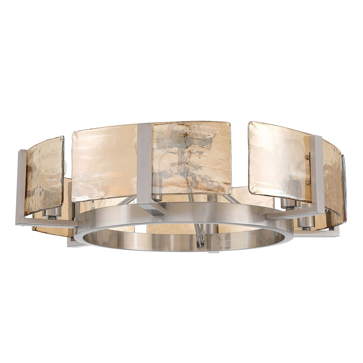 Golden Lighting Aenon 27in 6-Light Semi-Flush Mount | Rustic Pewter and Amber Water Glass | Entryway & Kitchen | Model 3164-6SF PW-AWG