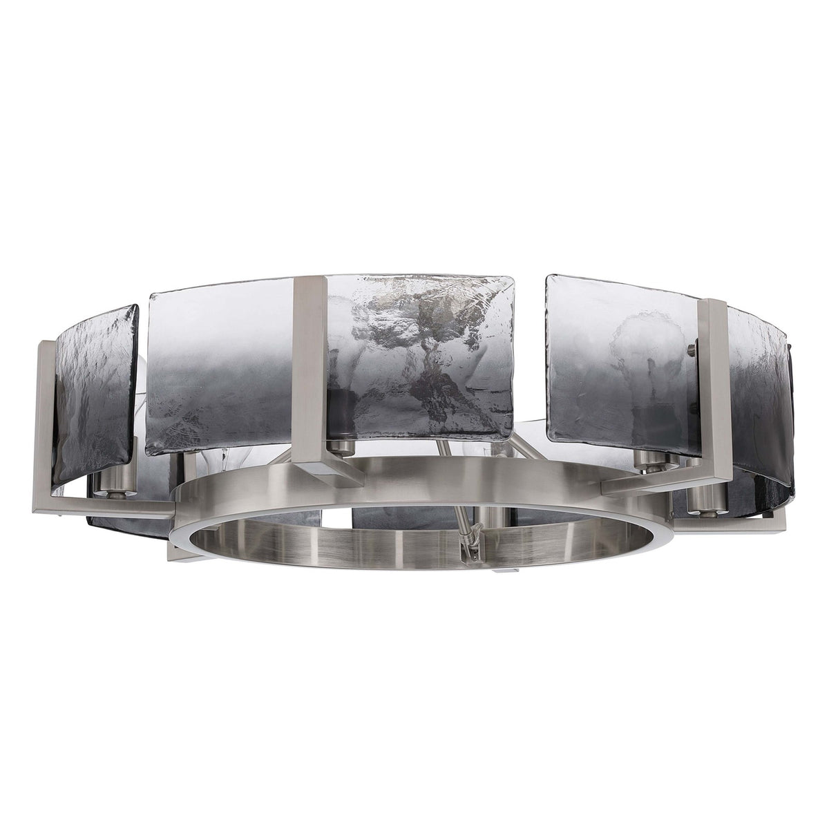 Golden Lighting Aenon 27.75in 6-Light Semi-Flush Mount | Rustic Pewter and Smoky Water Glass | Foyer & Dining Room | Model 3164-6SF PW-SWG