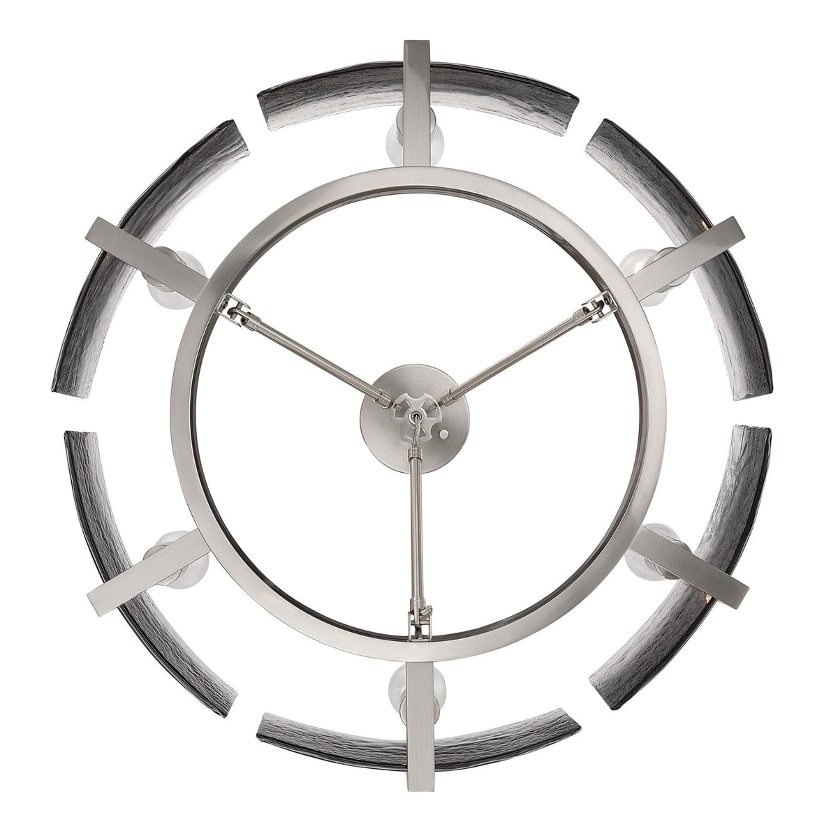 Golden Lighting Aenon 27.75in 6-Light Semi-Flush Mount | Rustic Pewter and Smoky Water Glass | Foyer & Dining Room | Model 3164-6SF PW-SWG