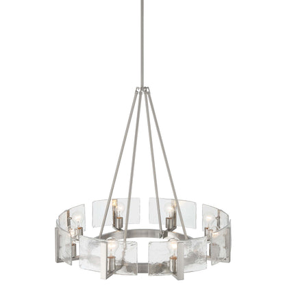 Golden Lighting Aenon 32in 8-Light Chandelier | Rustic Pewter and Hammered Water Glass | Dining Room & Foyer | 32 x 32 x 30 in | Model 3164-8 PW-HWG