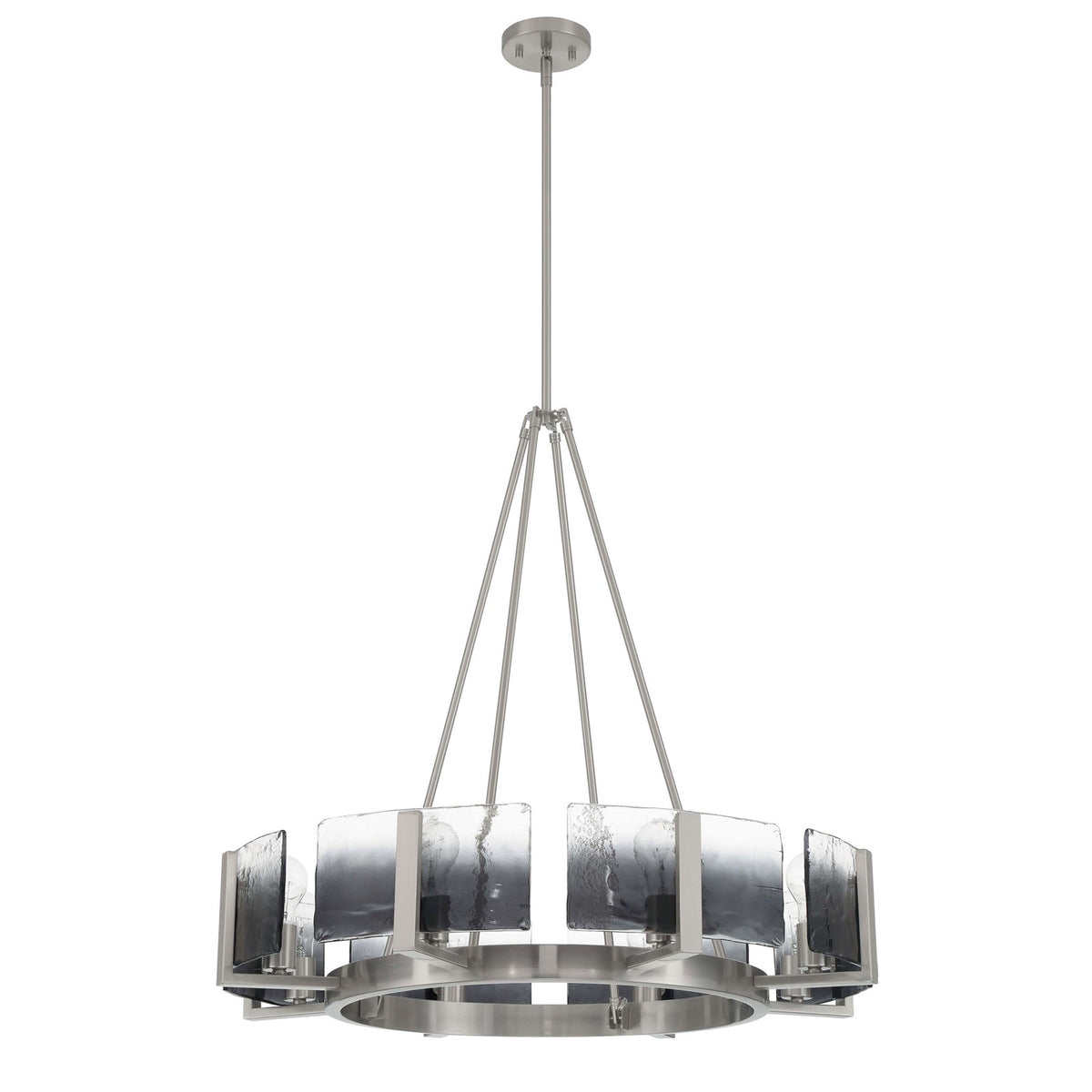 Golden Lighting Aenon 32in 8-Light Chandelier | Rustic Lodge Pewter and Smoky Water Glass | Dining Room & Foyer | Model 3164-8 PW-SWG