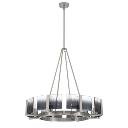 Golden Lighting Aenon 32in 8-Light Chandelier | Rustic Lodge Pewter and Smoky Water Glass | Dining Room & Foyer | Model 3164-8 PW-SWG