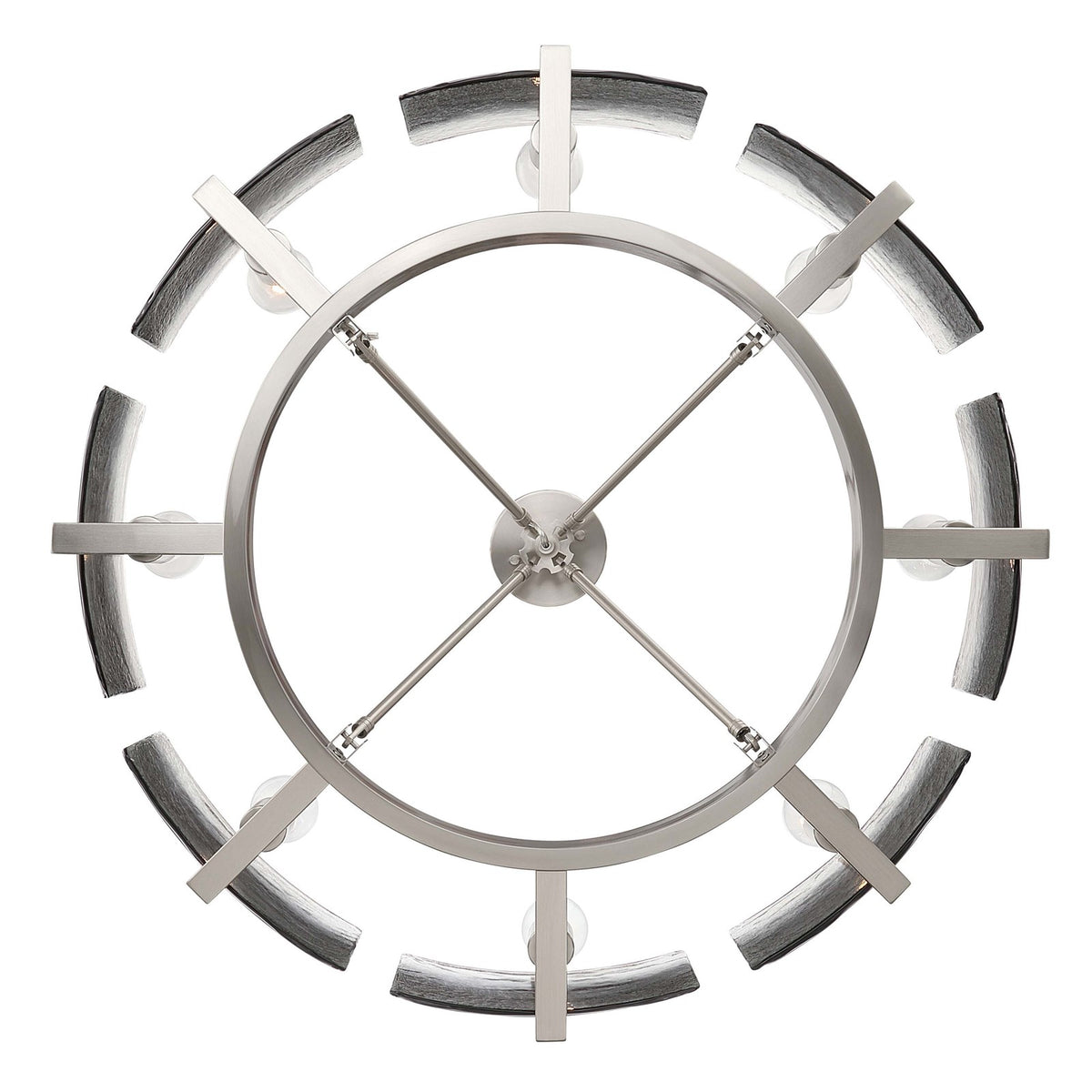 Golden Lighting Aenon 32in 8-Light Semi-Flush Mount | Rustic Lodge Pewter Steel and Smoky Water Glass | Dining Room & Foyer | Model 3164-8SF PW-SWG