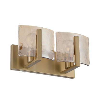Golden Lighting Aenon 2-Light Vanity Light | Rustic Brushed Champagne Brass and Amber Water Glass | Bathroom Vanity | Model 3164-BA2 BCB-AWG