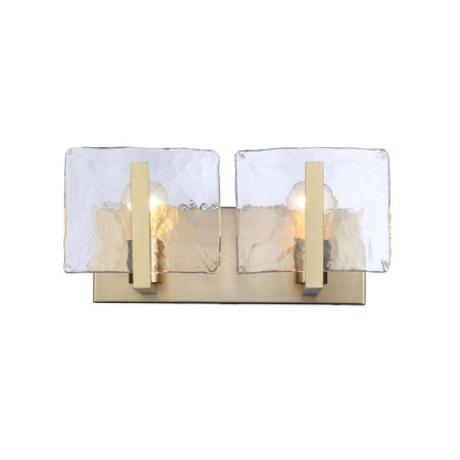 Golden Lighting Aenon 14.25in 2-Light Vanity Light | Rustic Brushed Champagne Brass and Hammered Water Glass | Bathroom | Model 3164-BA2 BCB-HWG