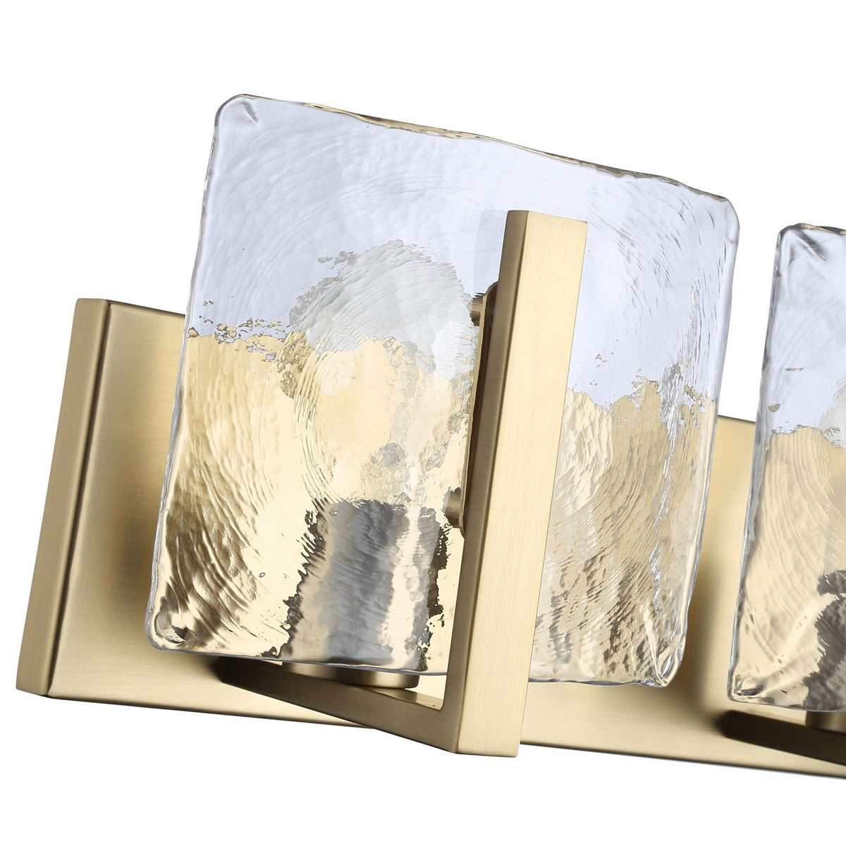 Golden Lighting Aenon 14.25in 2-Light Vanity Light | Rustic Brushed Champagne Brass and Hammered Water Glass | Bathroom | Model 3164-BA2 BCB-HWG