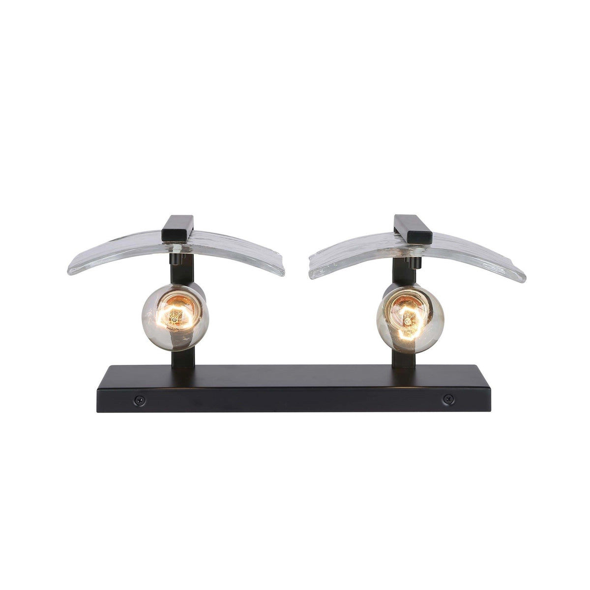 Golden Lighting Aenon 14in 2-Light Vanity Light | Rustic Matte Black and Hammered Water Glass | Bathroom Vanity | Model 3164-BA2 BLK-HWG