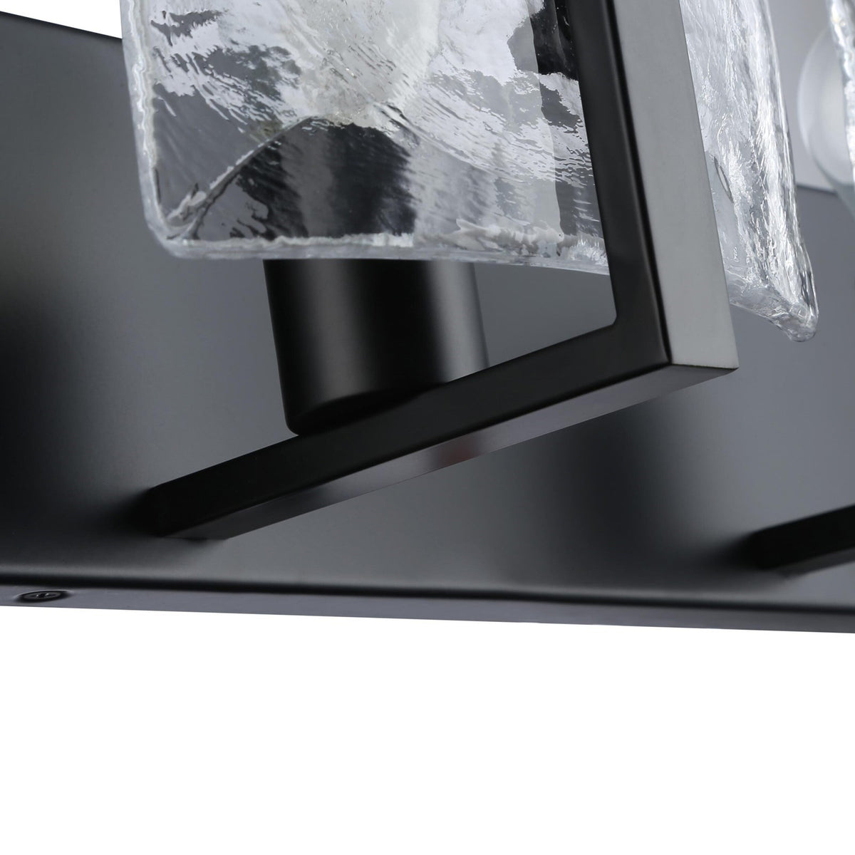 Golden Lighting Aenon 14in 2-Light Vanity Light | Rustic Matte Black and Hammered Water Glass | Bathroom Vanity | Model 3164-BA2 BLK-HWG