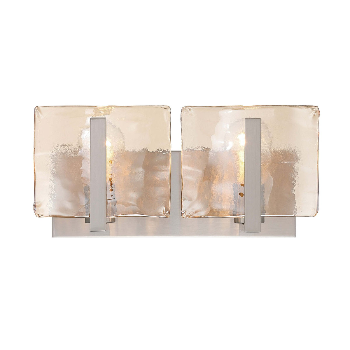 Golden Lighting Aenon 14in 2-Light Vanity Light | Rustic Pewter and Amber Water Glass | Bathroom Vanity & Powder Room | Model 3164-BA2 PW-AWG