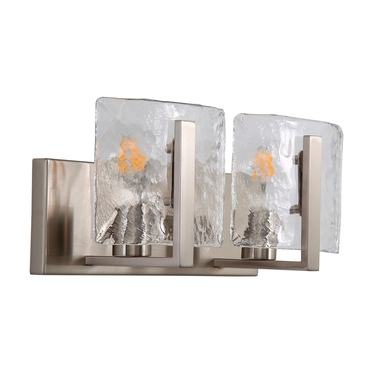 Golden Lighting Aenon 2-Light Vanity Light | Rustic Pewter and Hammered Water Glass | Bathroom Vanity & Powder Room | Model 3164-BA2 PW-HWG