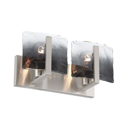 Golden Lighting Aenon 14in 2-Light Vanity Light | Rustic Pewter and Smoky Water Glass | Bathroom Vanity & Powder Room | Model 3164-BA2 PW-SWG