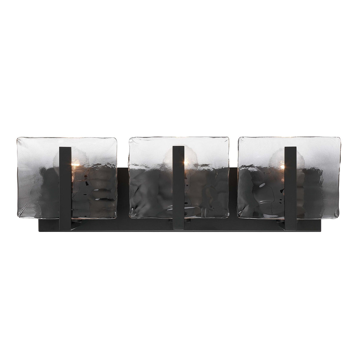 Golden Lighting Aenon 22in 3-Light Vanity Light | Rustic Matte Black and Smoky Water Glass | Bathroom Vanity & Powder Room | Model 3164-BA3 BLK-SWG