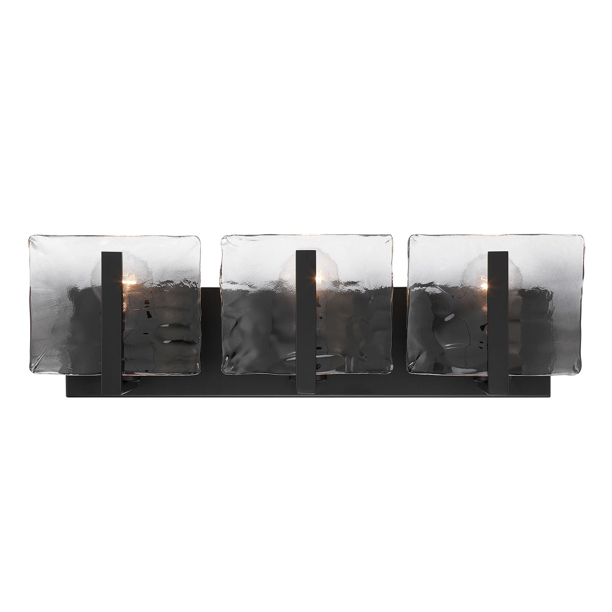 Golden Lighting Aenon 22in 3-Light Vanity Light | Rustic Matte Black and Smoky Water Glass | Bathroom Vanity & Powder Room | Model 3164-BA3 BLK-SWG