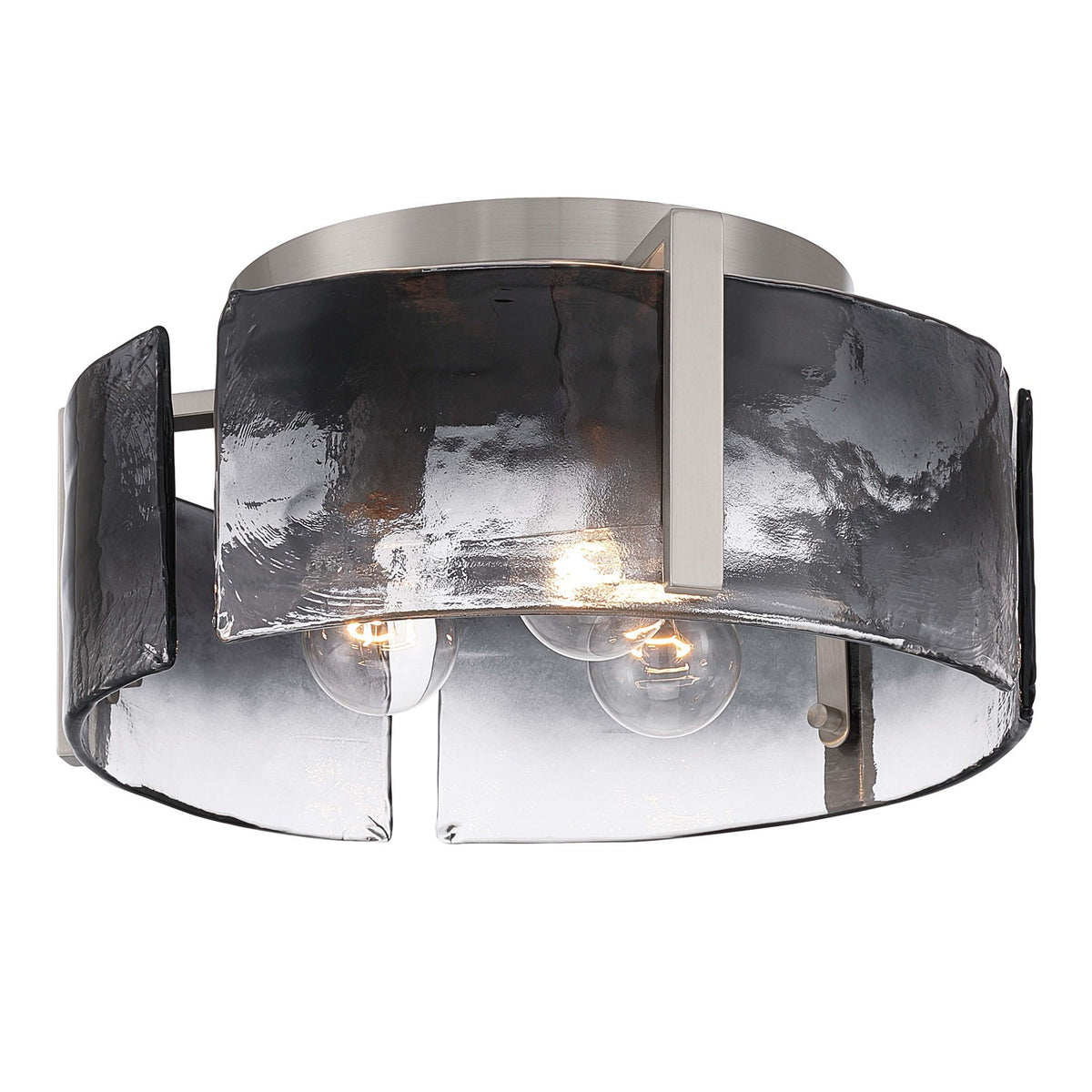 Golden Lighting Aenon 15in 3-Light Flush Mount | Rustic Pewter and Smoky Water Glass | Hallway & Bathroom | 15 x 15 x 6.88 in | Model 3164-FM PW-SWG