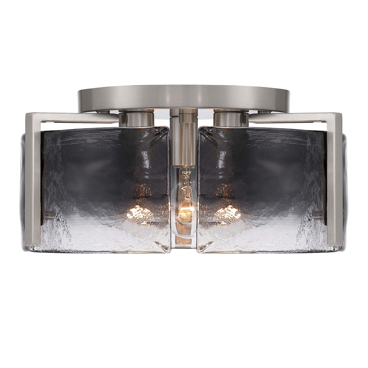 Golden Lighting Aenon 15in 3-Light Flush Mount | Rustic Pewter and Smoky Water Glass | Hallway & Bathroom | 15 x 15 x 6.88 in | Model 3164-FM PW-SWG