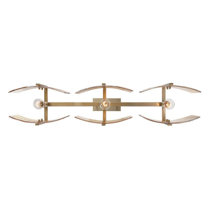 Golden Lighting Aenon 40in 3-Light Island Light | Rustic Brushed Champagne Brass and Amber Water Glass | Kitchen Island | Model 3164-LP BCB-AWG