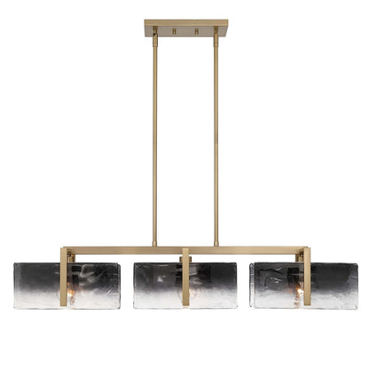 Golden Lighting Aenon 40in 3-Light Island Light | Rustic Brushed Champagne Brass and Smoky Water Glass | Kitchen Island | Model 3164-LP BCB-SWG